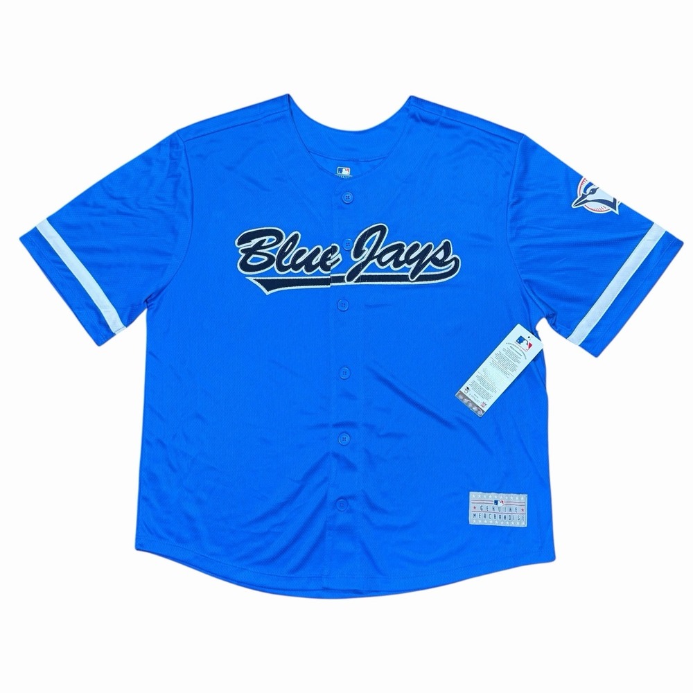 MLB Toronto Blue Jays Baseball Jersey Blue Mesh Button Front XL New With Tags